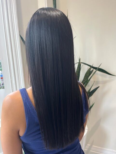 Long straight black hair seen from behind