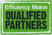 A green sign that says efficiency maine qualified partners