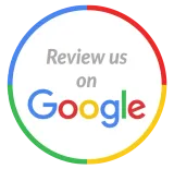 A google logo that says `` review us on google ''