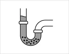 A silhouette of an orange excavator on a white background