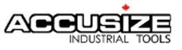 Logo ACCUSIZE Industrial Tools en noir et gris avec un petit accent rouge au-dessus du nom.