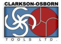 Logo de Clarkson-Osborn Tools Ltd avec des formes d'engrenages bleues et rouges et du texte