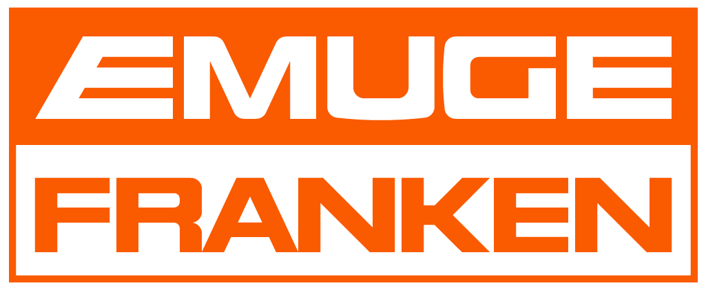 Logo Orange EMUGE FRANKEN en caractères blancs gras sur fond orange