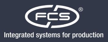 Logo FCS en blanc sur fond gris foncé avec le texte « Systèmes intégrés pour la production »