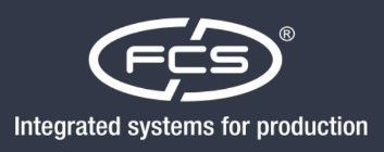 Logo FCS avec le slogan « Systèmes intégrés pour la production » sur fond sombre