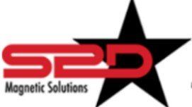 Logo de S2D Magnetic Solutions avec lettrage rouge et étoile noire sur fond blanc