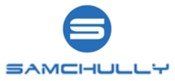 Logo circulaire bleu avec un « S » stylisé blanc au-dessus du mot « SAMCHULLY »
