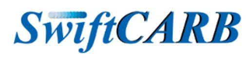 Logo SwiftCARB en caractères bleus italiques sur fond blanc