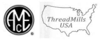 Logo de ThreadMills USA avec le contour d'une carte des États-Unis et un emblème circulaire noir