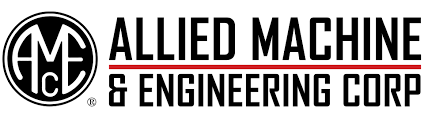 Logo d'Allied Machine & Engineering Corp en noir, rouge et blanc avec l'emblème circulaire d'AMEC