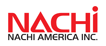 Logo de NACHI America Inc. avec le texte NACHI en rouge et le nom de l'entreprise en noir sur fond blanc