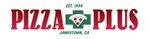 The logo for pizza plus in jamestown ca