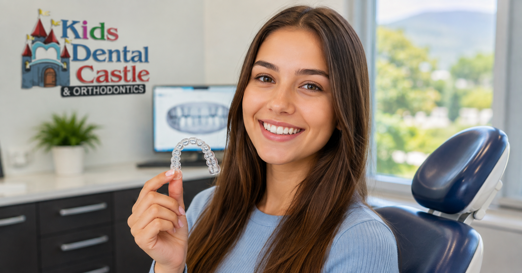 Teen receiving Invisalign treatment at Kids Dental Castle in Pomona CA