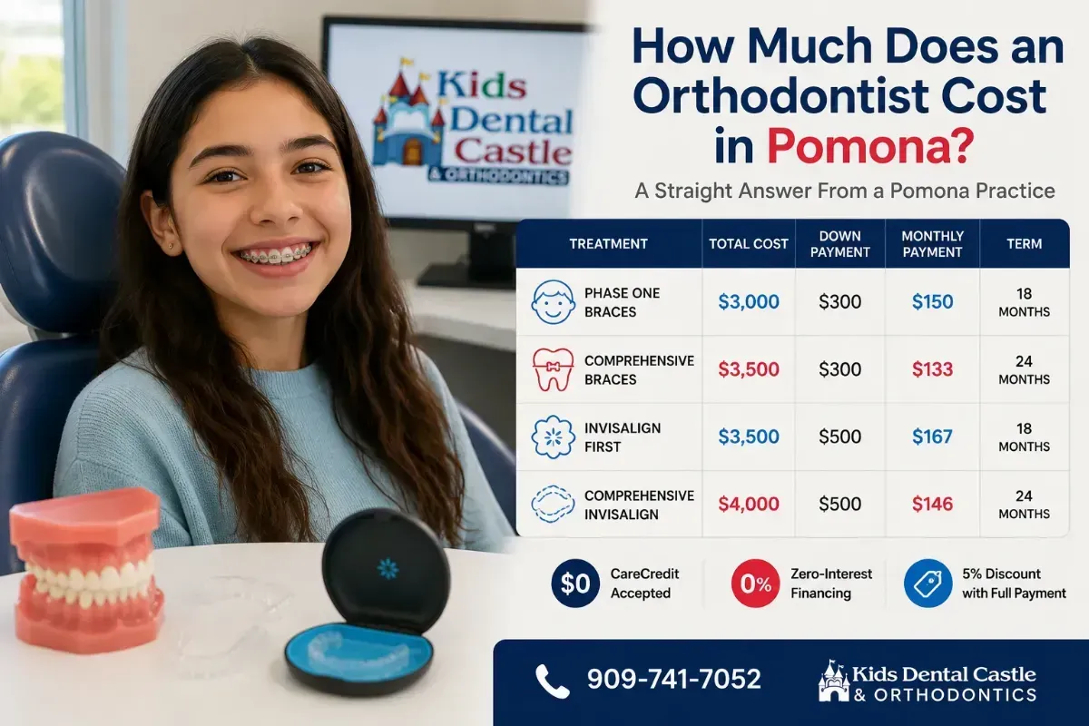 Braces and Invisalign orthodontic treatment at Kids Dental Castle in Pomona CA