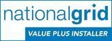 National Grid logo with “Value Plus Installer” in a blue banner