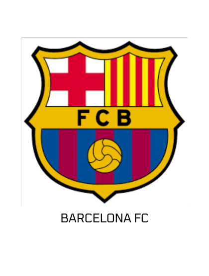 The logo for barcelona fc is shown on a white background