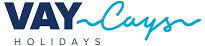 VAY-Cays Holidays logo in blue and teal text with a wave accent
