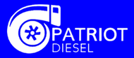 White logo of a turbo with PATRIOT DIESEL text on a blue background.