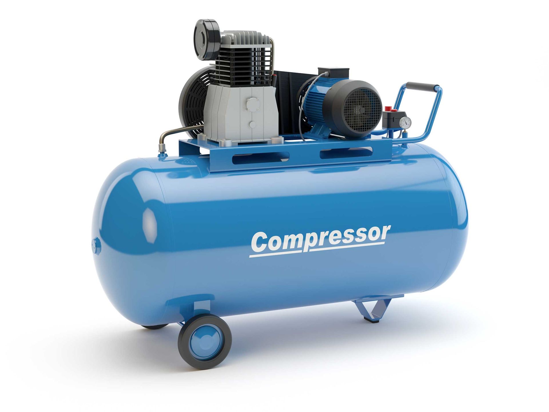 A portable blue tank unit from air compressor suppliers, isolated on a white background. A portable blue tank unit from air compressor suppliers, isolated on a white background.