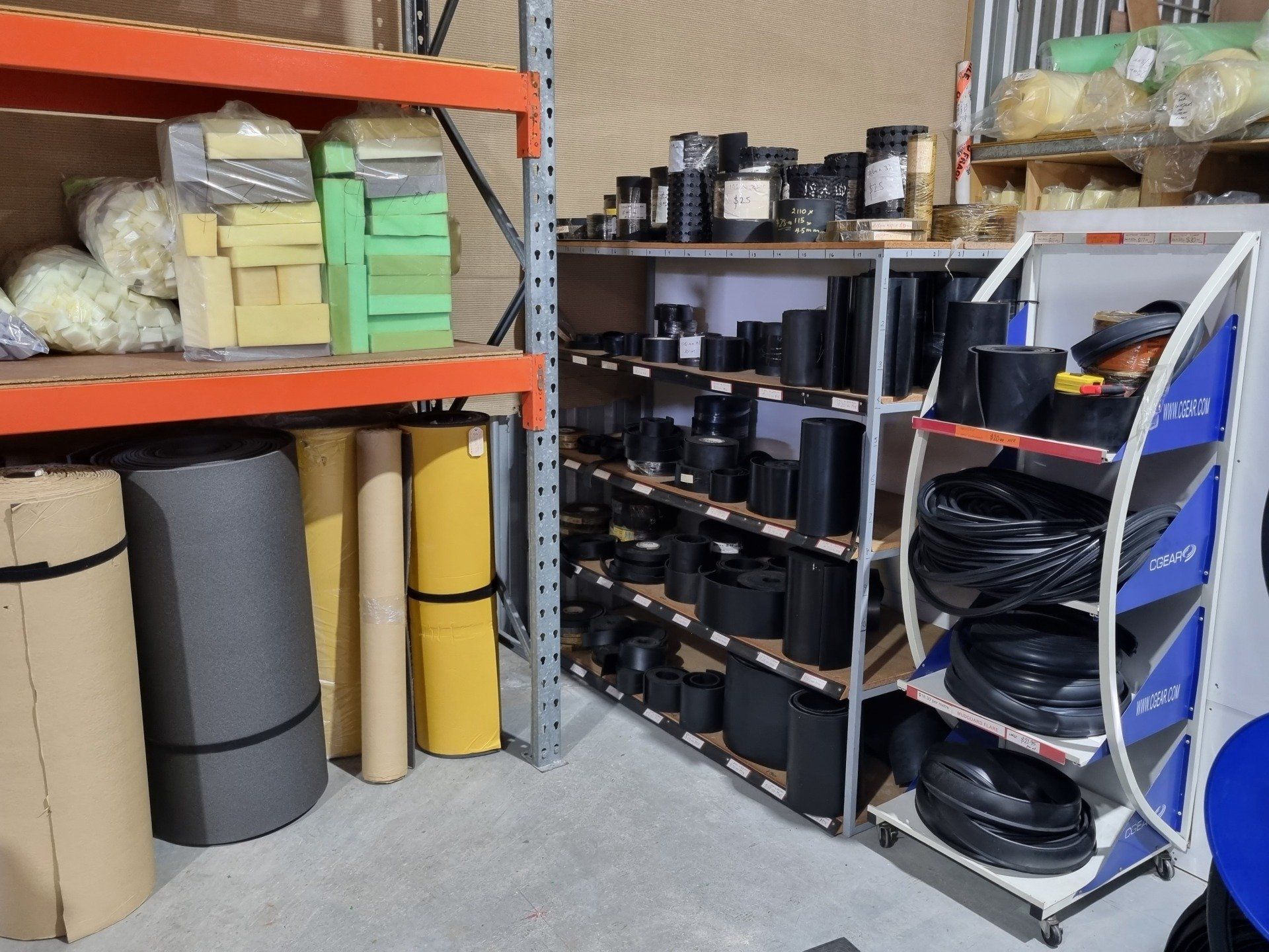 A Warehouse Filled With Lots Of Different Types Of Materials — Manning Pools, Rubber & Foam In Taree, NSW