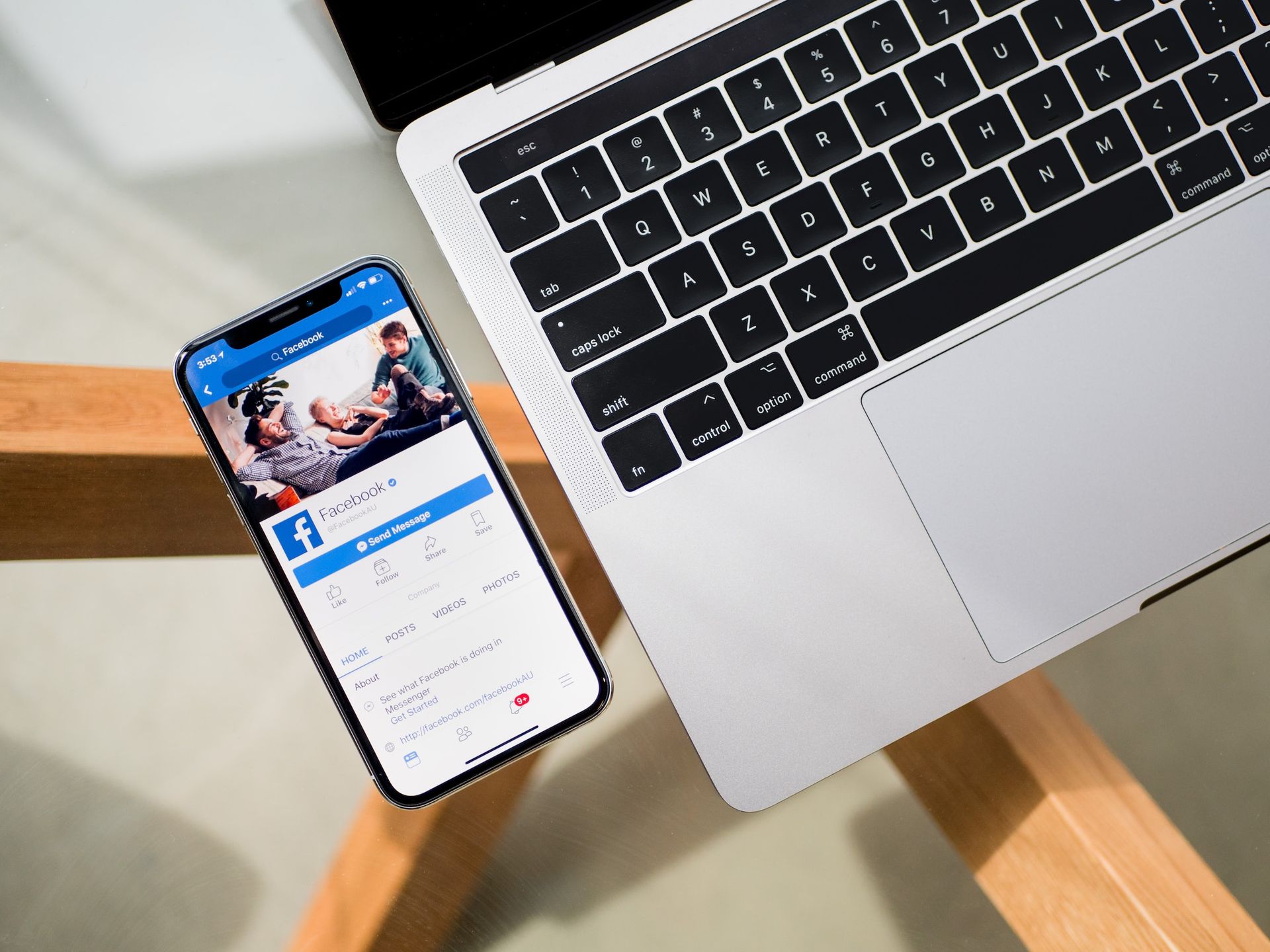 Facebook on phone and laptop