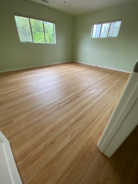 bedroom after sanding and refinshing