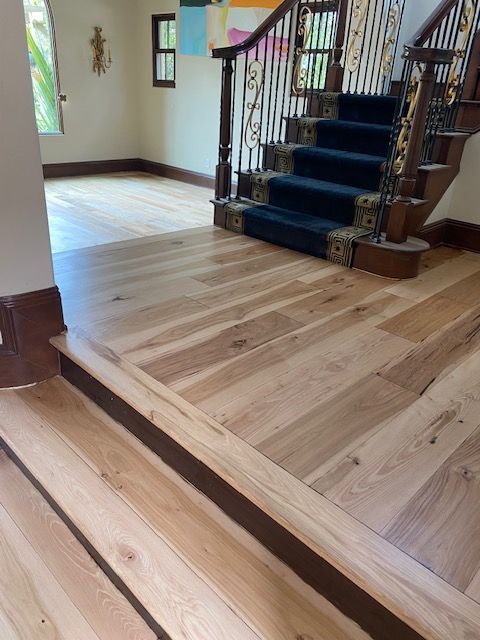 Hardwood floor staining project in San Diego County