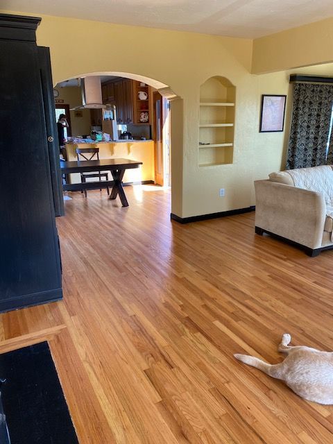 Residential wood floor color restoration project