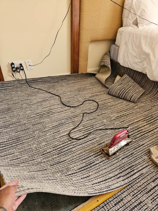 Professional carpet patch repair in a San Diego home