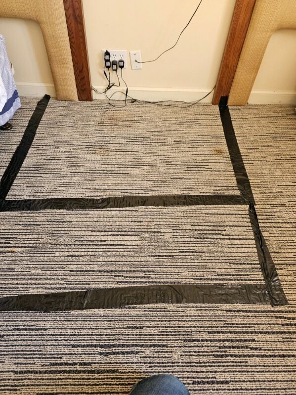 Repairing damaged carpet sections with matching materials