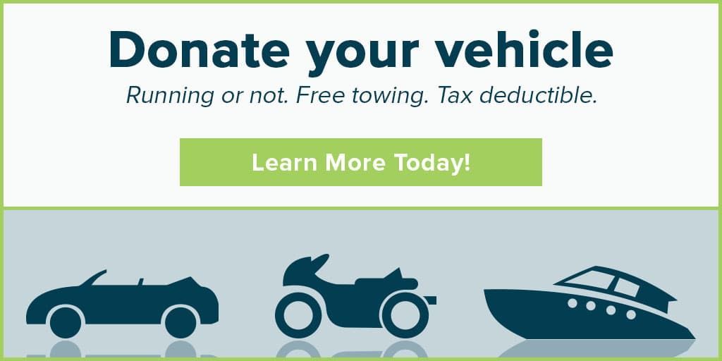 Banner ad: Donate your vehicle. Text reads 