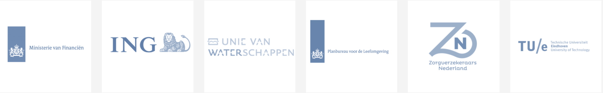 Een rij kleine sponsorlogo's op een witte achtergrond, met blauwe en zwarte tekst en pictogrammen.