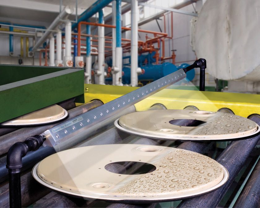 An Exair Air Knife drying discs