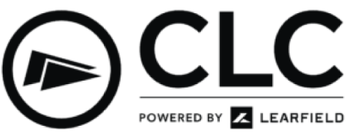 CLC logo with a circular symbol and "POWERED BY Learfield" text.