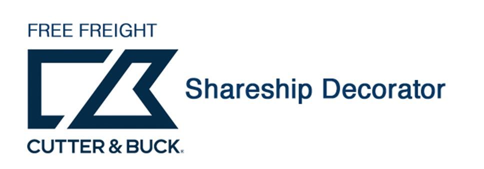 Logo for Cutter & Buck Shareship Decorator. Dark blue, geometric "C&B" with "FREE FREIGHT" above and name to the right.