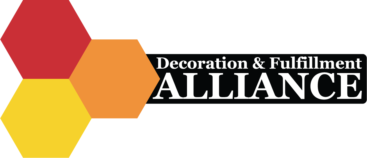 Logo with red, orange, and yellow hexagons next to "Decoration & Fulfillment ALLIANCE" in a black rectangle.