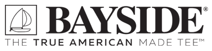 Bayside logo with a sailboat icon and tagline "The True American Made Tee."