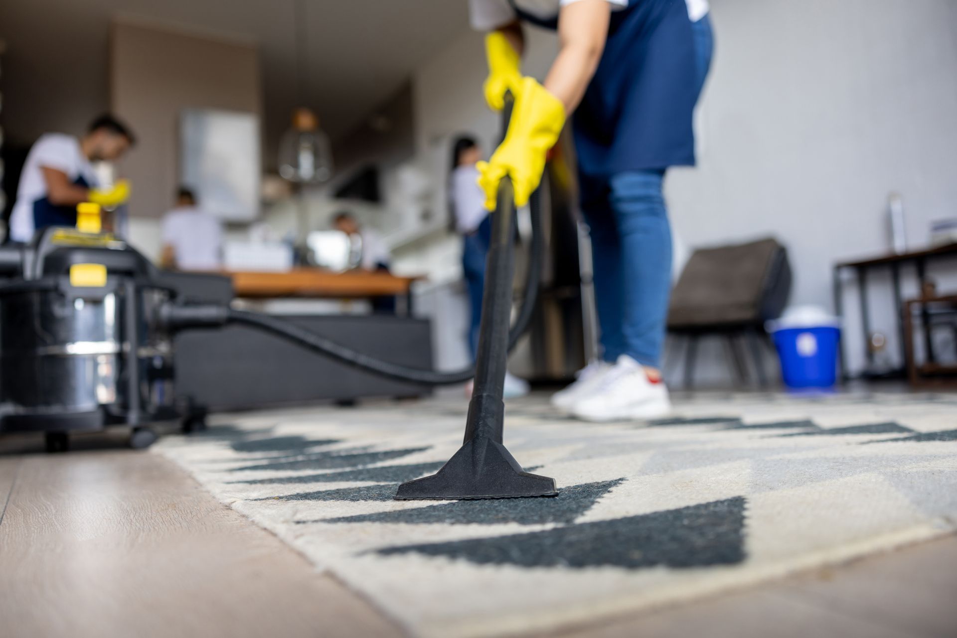 Worker providing carpet cleaning service in Geelong VIC