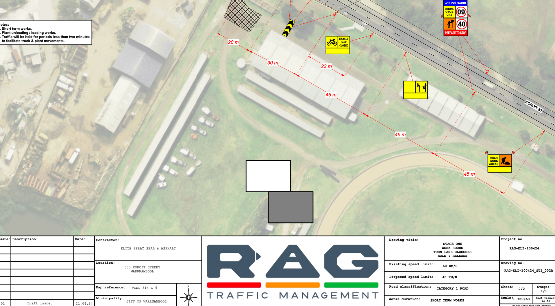 An Orange And Black Sign That Says Road Work Ahead — RAG Traffic Management In Warrnambool, VIC