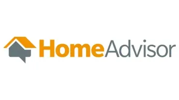 HomeAdvisor logo with orange house icon and gray text on a white background
