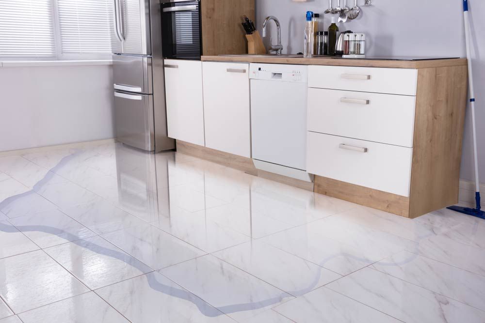 Flooded Floor In The Kitchen From Water Leak