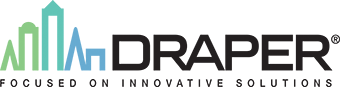 A logo for a company called draper focused on innovative solutions