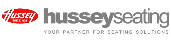 Hussey Seating logo with red emblem and gray wordmark, plus tagline “Your Partner for Seating Solutions”
