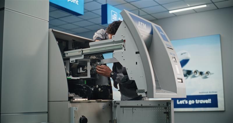 Person Working on The Inside of An ATM Machine — Safe Guard Squad in Byron Bay, NSW