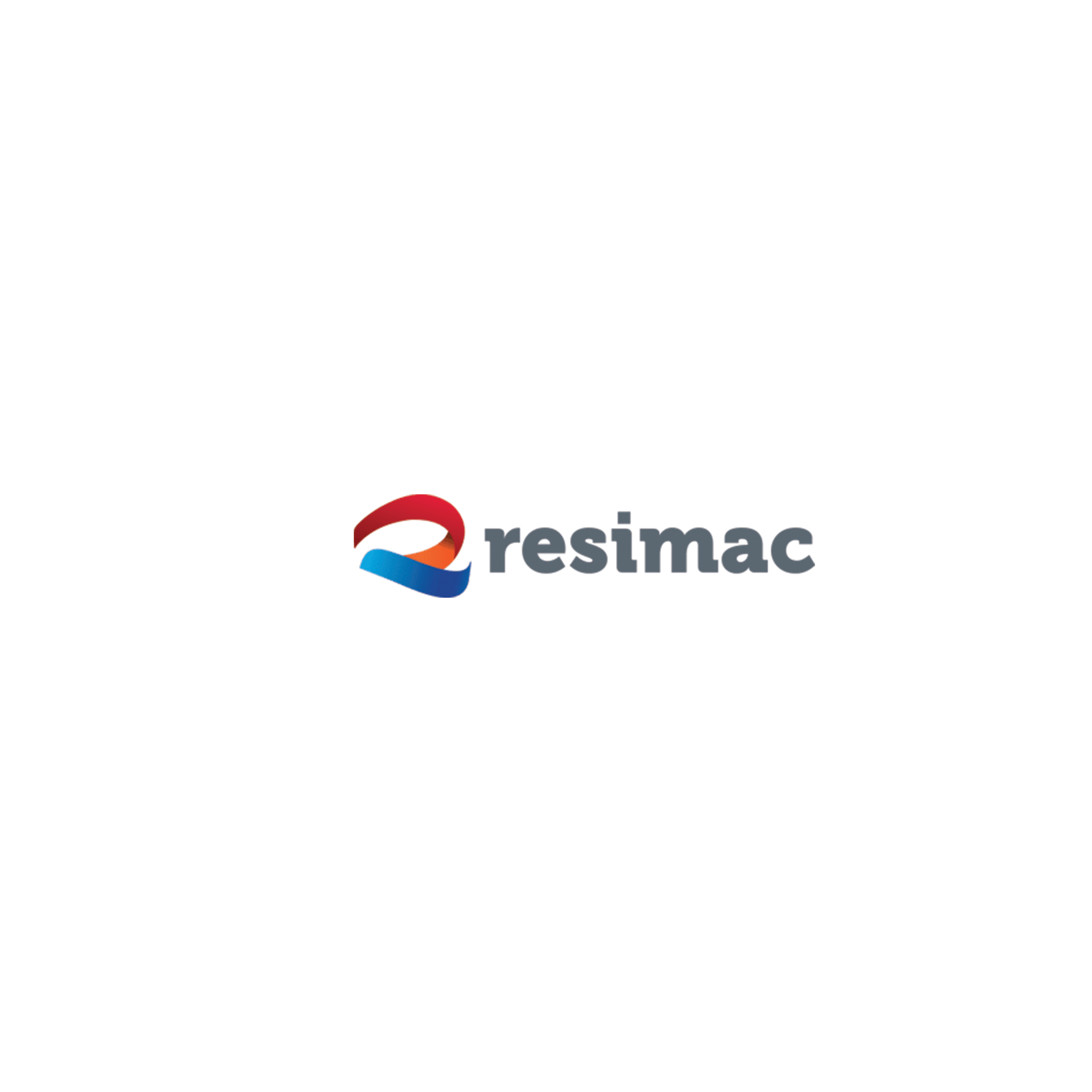 A logo for a company called resimac on a white background.