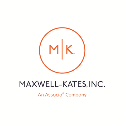 Maxwell-Kates, Inc. logo: orange MK in a circle with black and orange text underneath