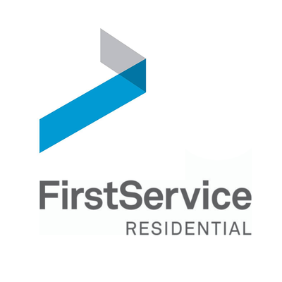 FirstService Residential logo with blue and gray geometric mark and text