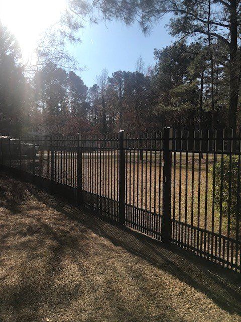 Black metal fence outside