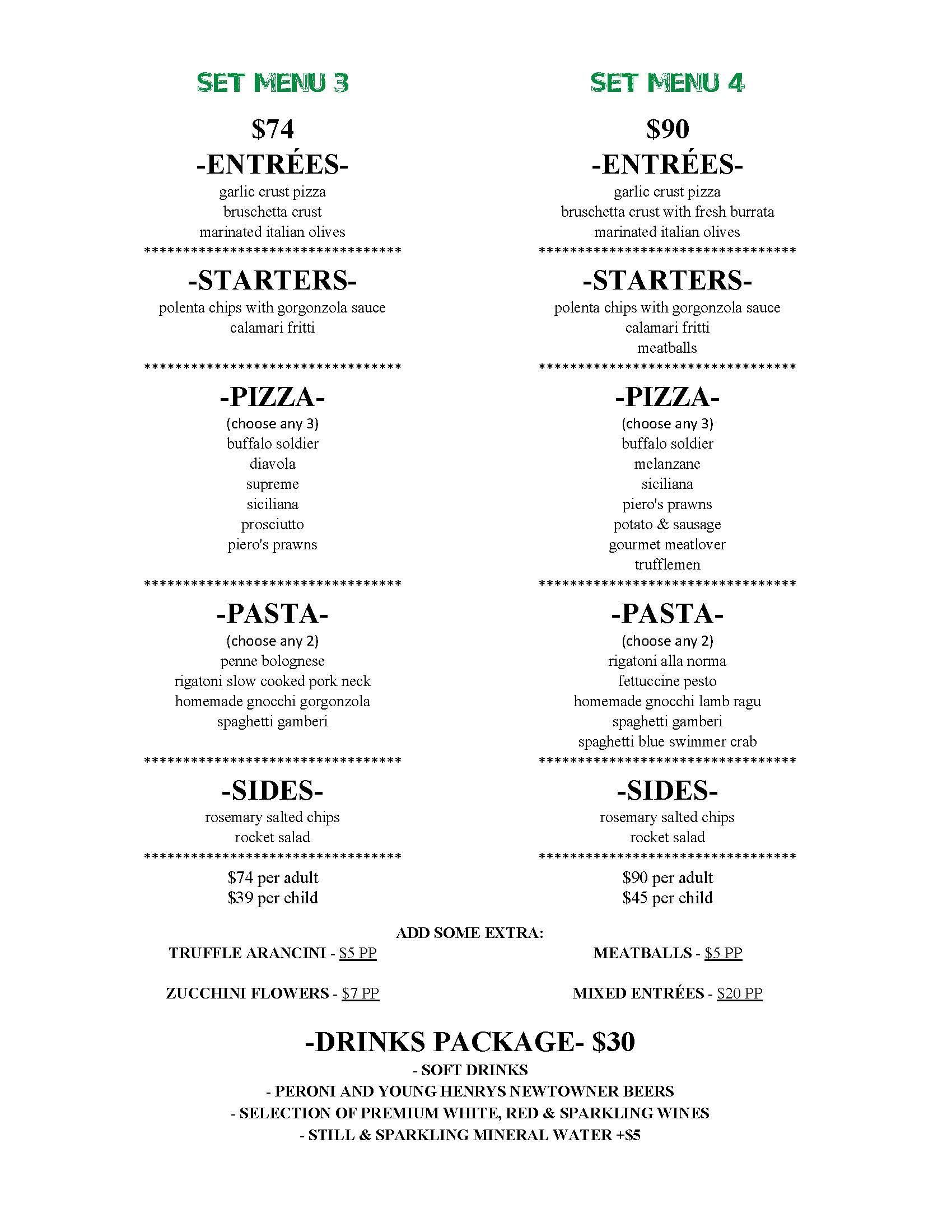 SET MENUS