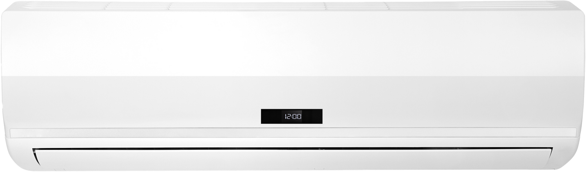 A white wall mounted air conditioner with a digital display A white wall mounted air conditioner with a digital display